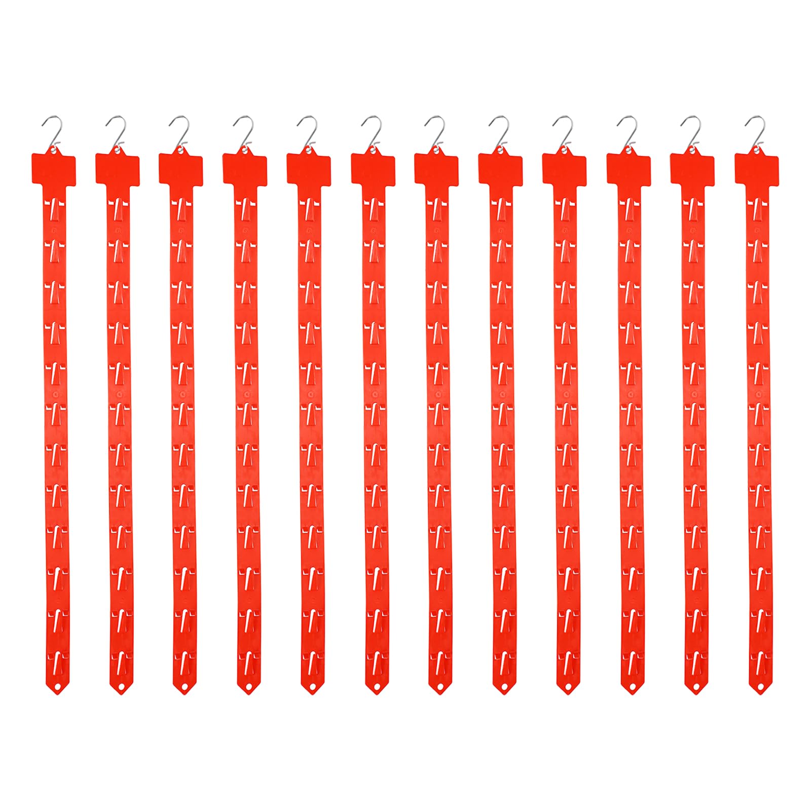 QUARKZMAN 12Pcs Stazione Appendere Strisce Merce Con Gancio A S 24.61" Supporto Plastica Rack Striscia Esposizione Con Etichetta Intestazione Per Vetrina Negozio Snack Rosso