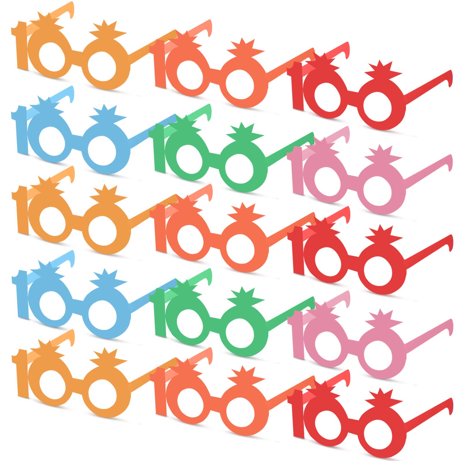 24 Pieces 100 Days Colorful Paper Fun Glasses 100th Day of School Glasses 6 Colors Star Paper Party Eye Glasses Bright Paper Party Eyewear for 100 Days of School Celebration Party, 17.3 x 3.93 Inch