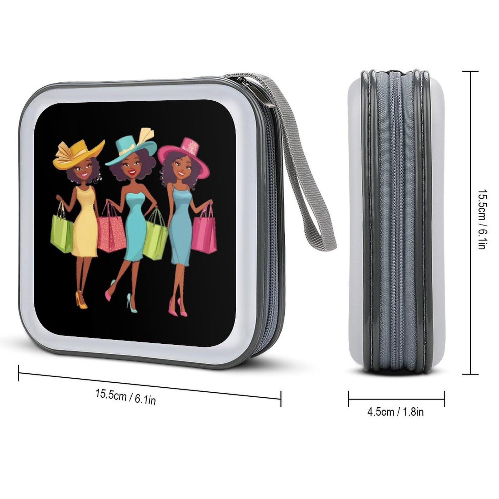 Cute African Am-erican Women CD Case Portable DVD Holder Storage Organizer for Home Travel