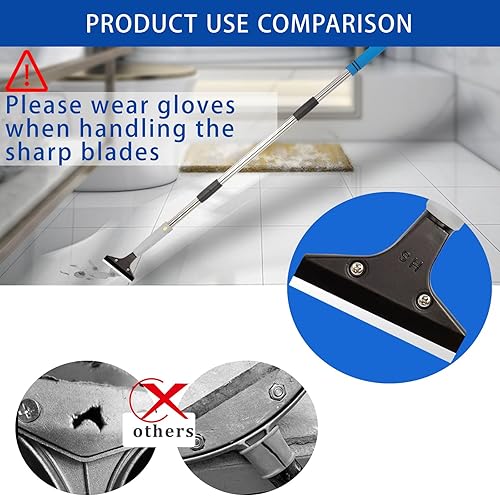 Miniatura 10 de Frebuta Rascador de piso, rascador de hoja de afeitar resistente de 4 pulgadas, raspador de pintura de metal con 10 cuchillas de metal adicionales,