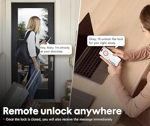 Miniatura 4 de Cerradura de puerta de entrada sin llave WiFi integrada con teclado, control remoto de aplicación, no requiere puente, bloqueo automático, IP65