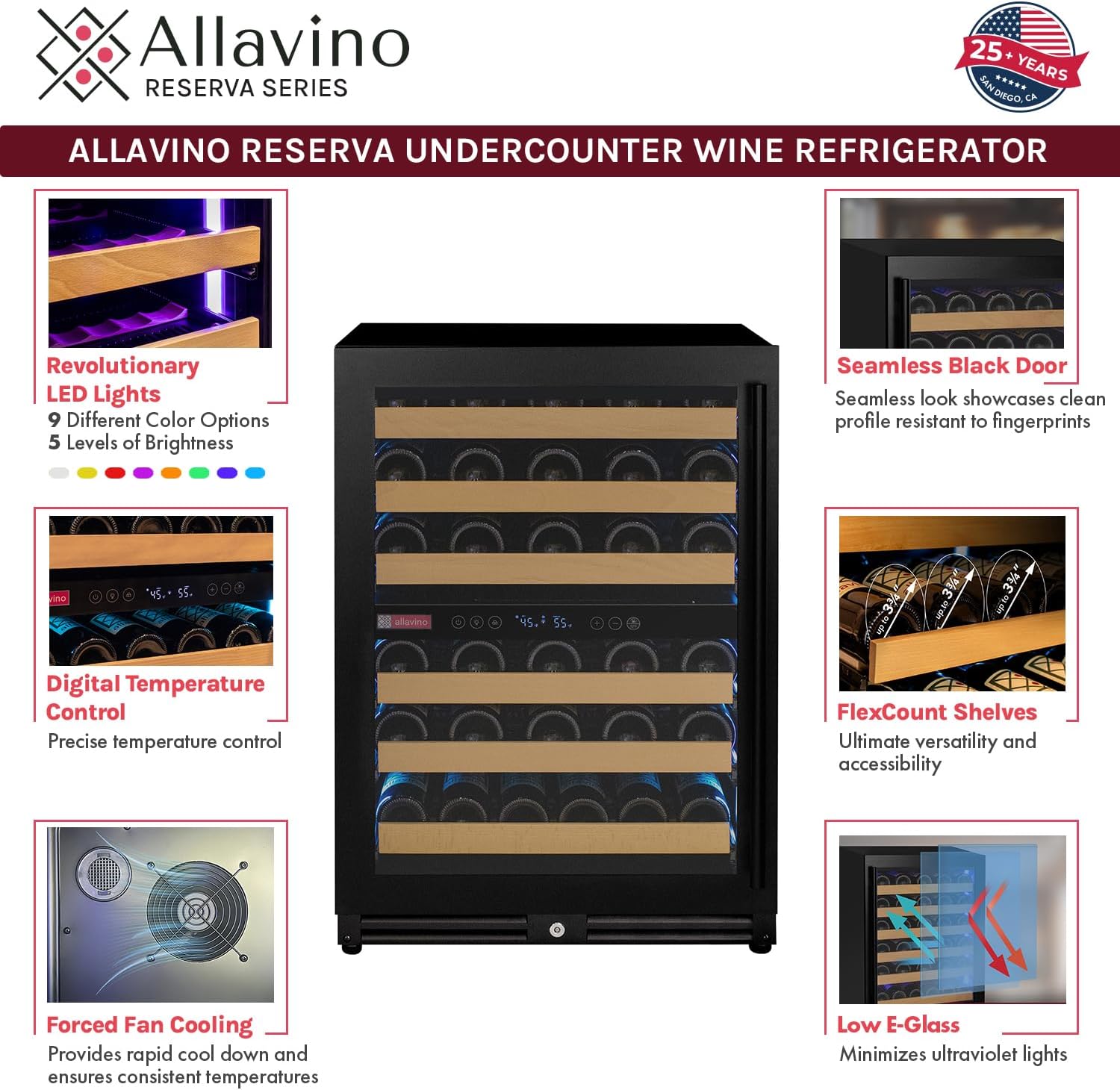 Allavino VSW5134D-2BL Wine Refrigerator, 2 Zone, Left Hinge