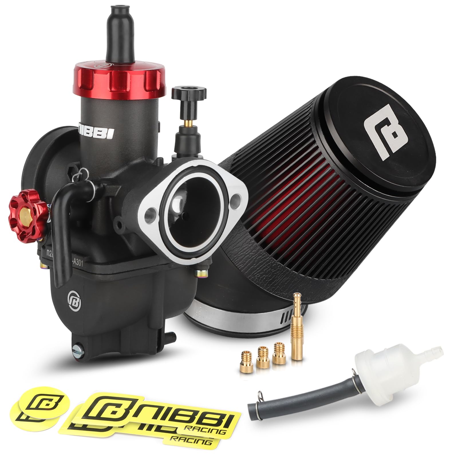 NIBBI 26mm Carburetor with CNC 48mm Air Filter kit,PE26FL Carburetor fit for 200cc Dirt Bike,Upgrade for VM26 PZ27