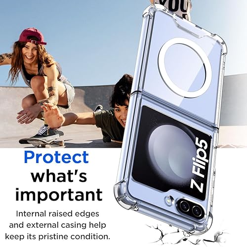 Miniatura 3 de AICase Funda transparente para Samsung Galaxy Z Flip 5, compatible con MagSafe, transparente, protección a prueba de golpes, resistente al