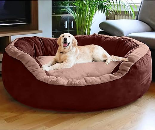 DRILLY Premium Fur 4XL Dog Bed for Extra Large Dogs Washable-Orthopedic Big Dog Beds | Big Breed | | Giant Human Dog Bed (4XL)