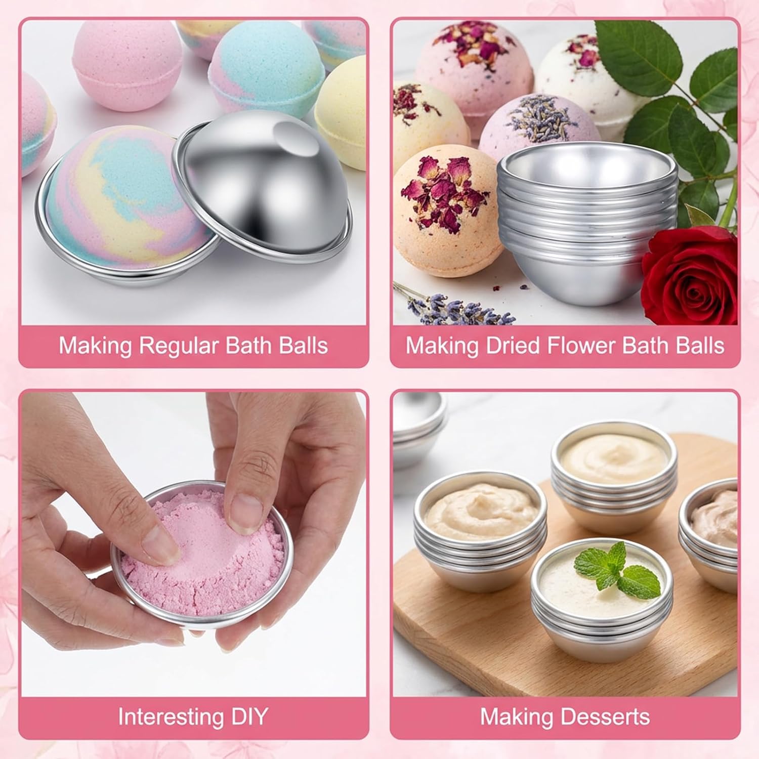 12 Pcs Metal Bath Bomb Molds - 5.3cm/2.1 Inch Bath Bomb Mold Making Kit - DIY Spherical Press Soap Kit for Crafting Handmade SPA Bombs Soap Making