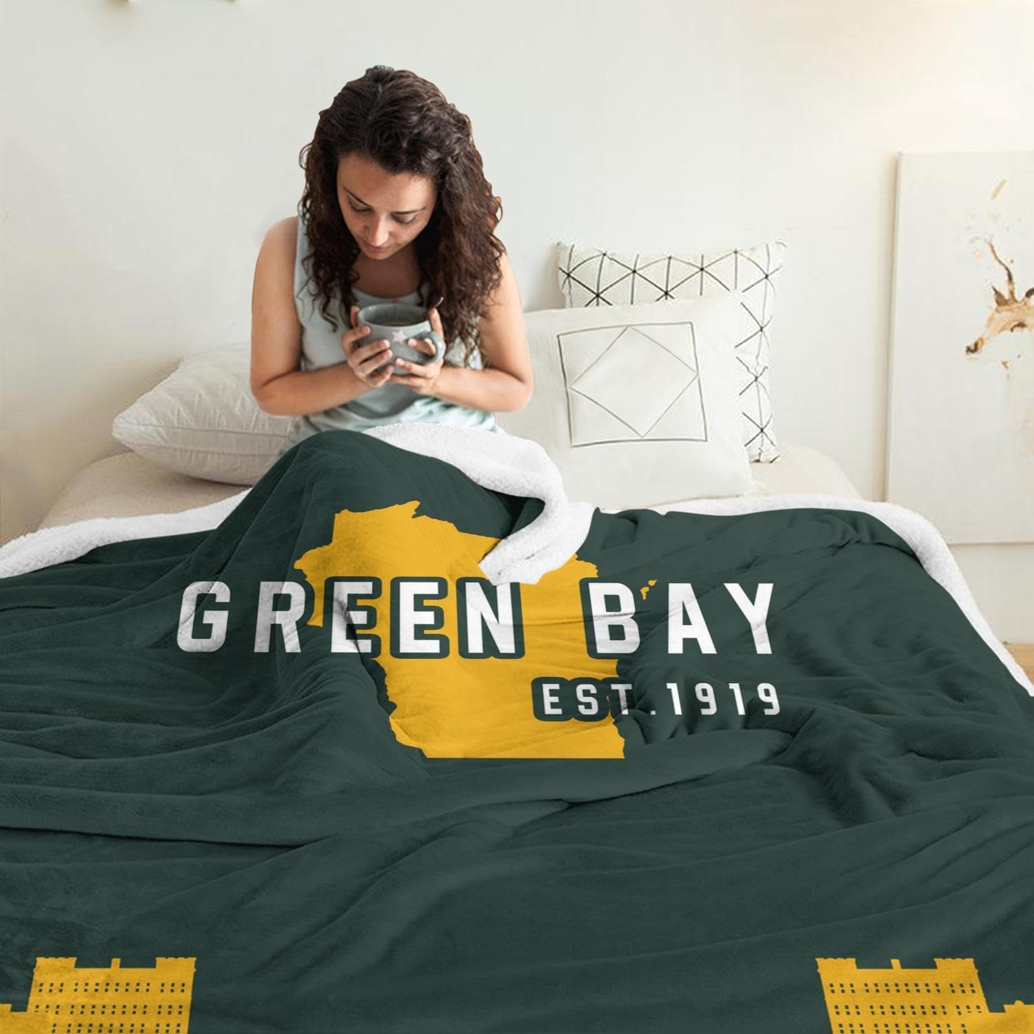 Football City Sherpa Throw Blanket for Football Fans Gifts,Ultra Soft Flannel Blankets,Double Layer Fabric Warm Blankets,60" X 50" - Image 2