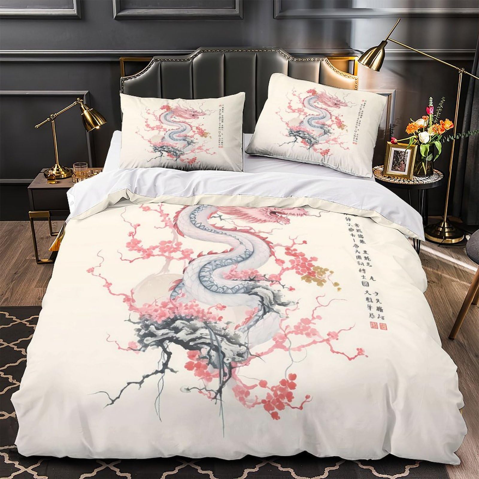 Parure de lit dauphin avec housse de couette microfibre 220x240cm pour lit double King