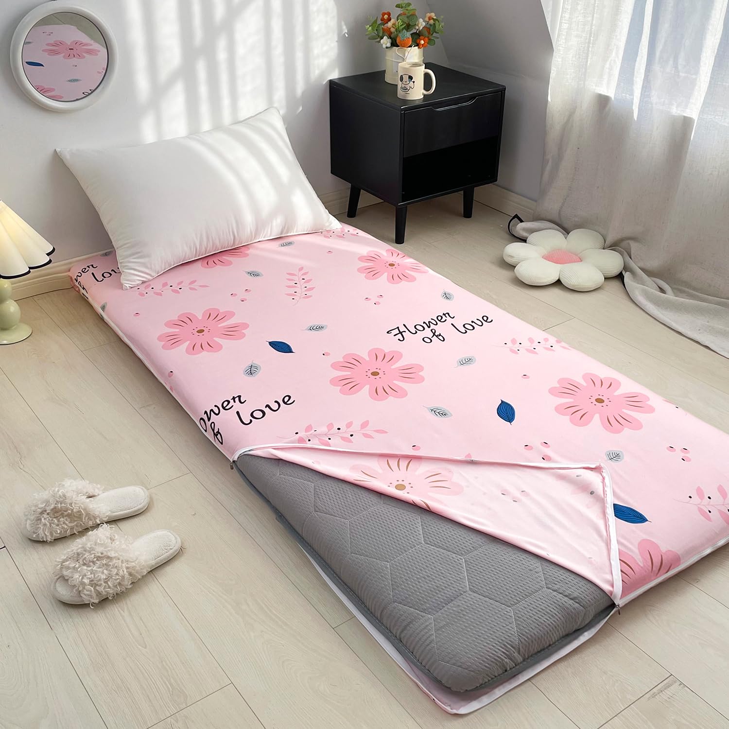 LDLCYCN ,A,120 * 200cm, Floor Futon Mattress Cover with Zipper Japanese Tatami Floor Mattress Cover