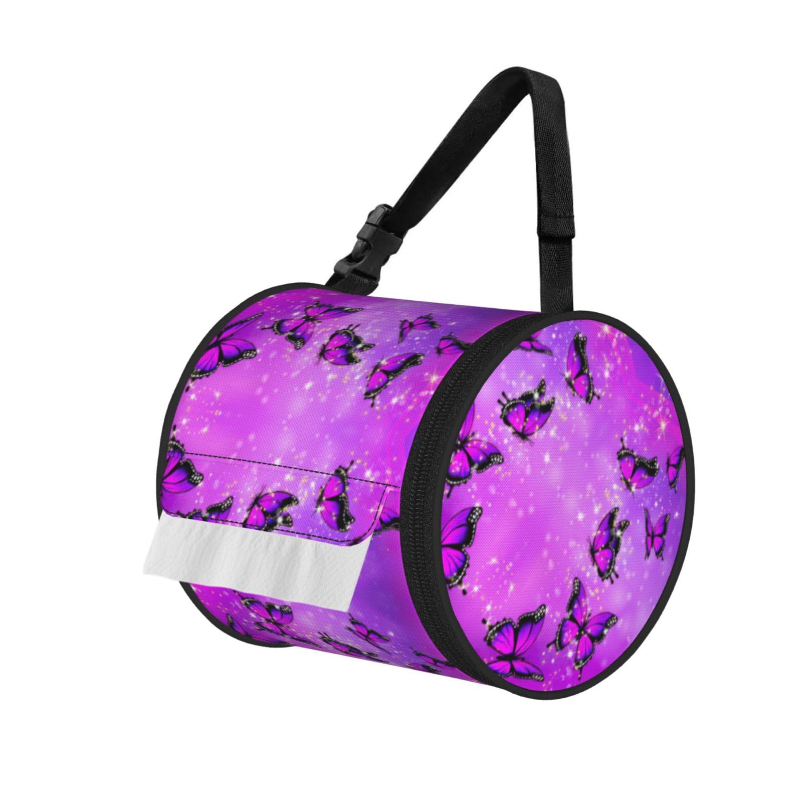 Butterfly Print Fashion Tissues Organizer Box, Hanging Tissue Holder For Purse Coins For Car Office Daily Outing