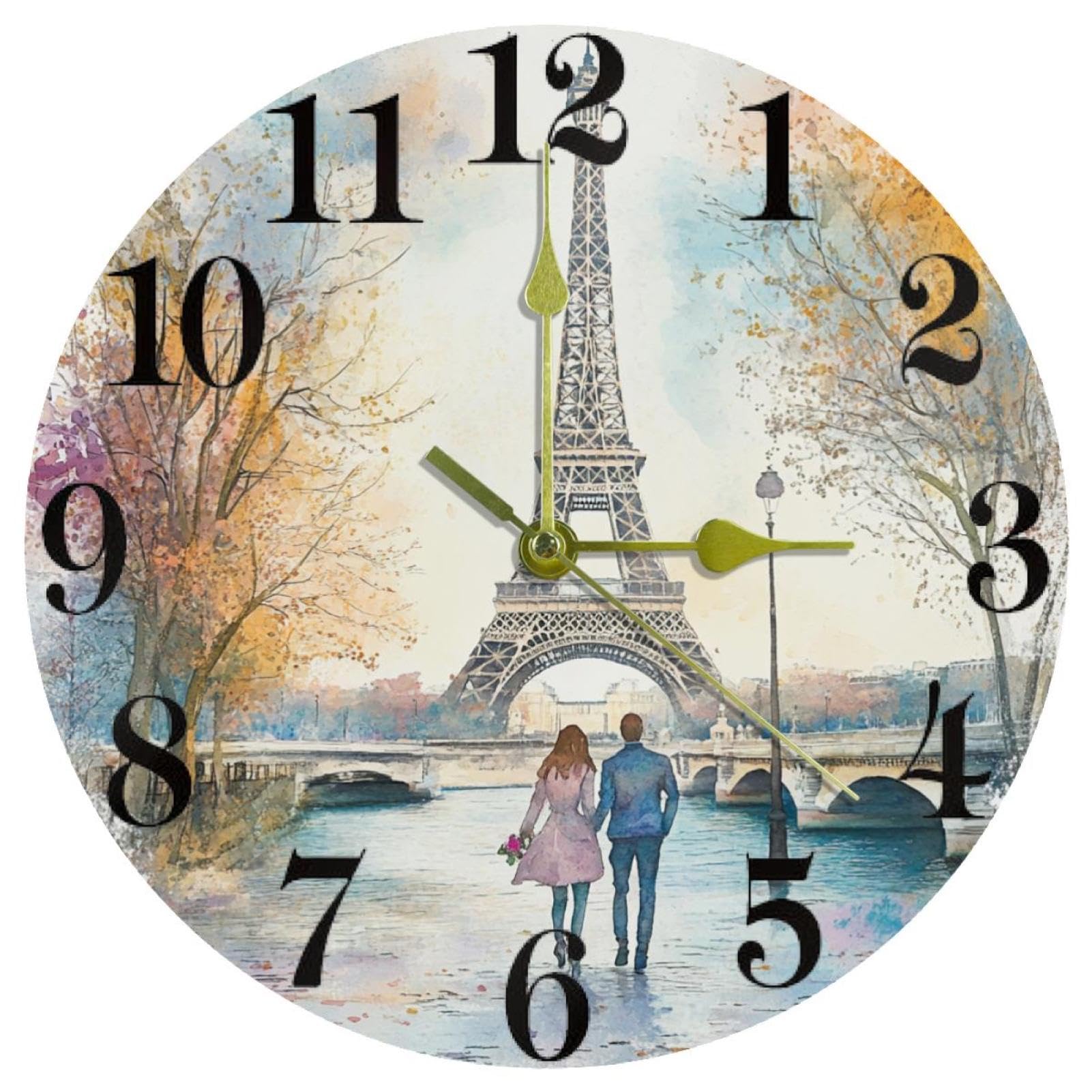Horloge murale tour de Paris silencieuse ronde à quartz pour la maison