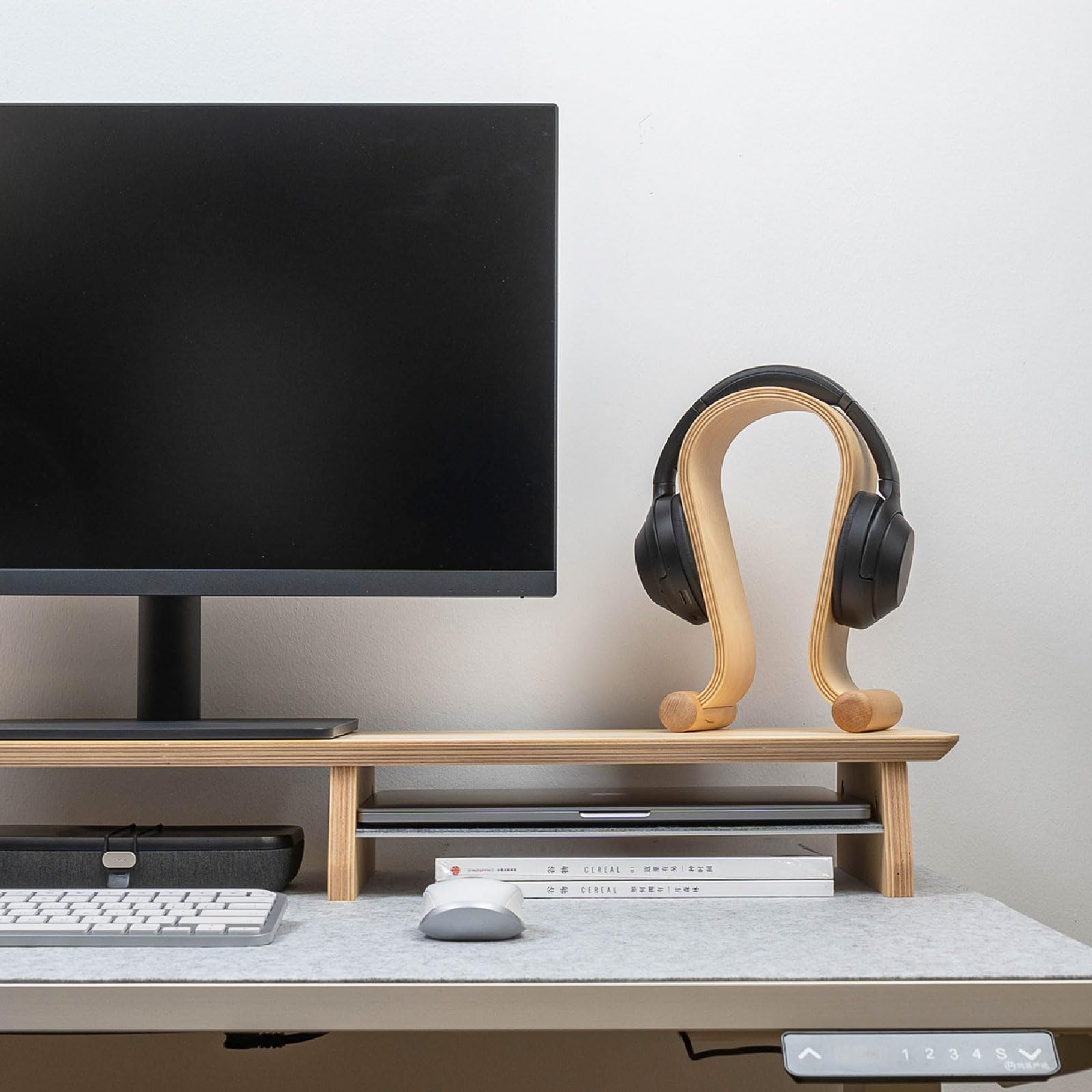 TOMRAIN Soporte de Madera para Auriculares, Soporte para Auriculares, protección para Auriculares, Colgador de Auriculares de Escritorio para Juegos de PC en cibercafés, Soporte para Auriculares