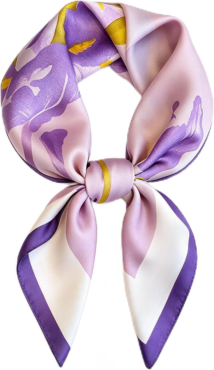 Pañuelo para la cabeza para mujer, pañuelo para el pelo, pañuelos de seda con sensación de 27,5 pulgadas, pañuelos cuadrados, estampado de satén para el cuello