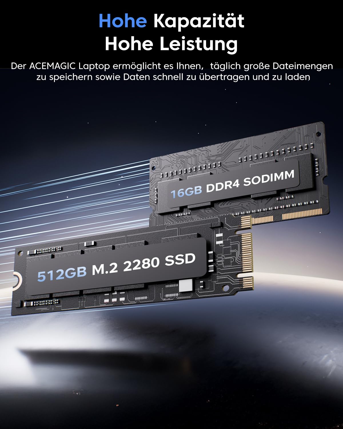 ACEMAGIC 18,5-Zoll-FHD-Laptop, Ryzen 4300U-Prozessor mit bis zu 3,7 GHz, 16 GB RAM, 512 GB M.2-SSD, 18,5-Zoll-Business-Laptops, unterstützt WLAN 5, BT 5.0, 3 × USB 3.2, Zwei Lautsprecher