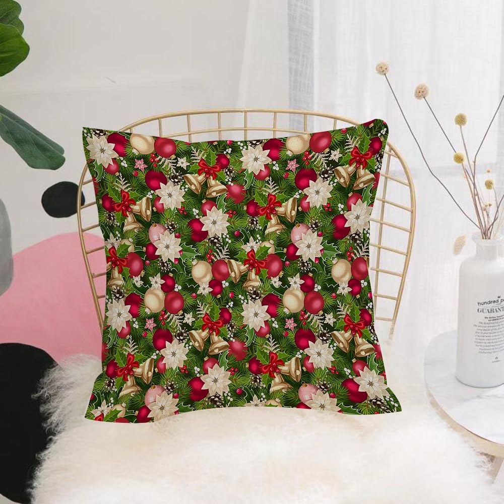 HYMSXW Cushion Cover,Throw Pillow Case Home Decorative for Living Room Bedroom Sofa Chair 20X20 Inch,Christmas, with red and greenwoven Christmas decorations,Pillowcase 50X50cm