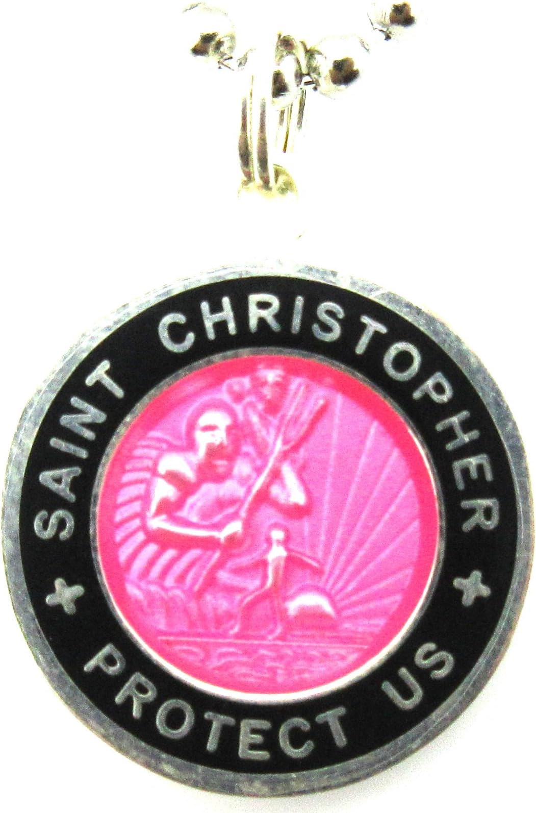 Get Back Supply Co Saint Christopher Surf Medal Pendant Necklace,Pomegranate/Black (PG/BK) Medium