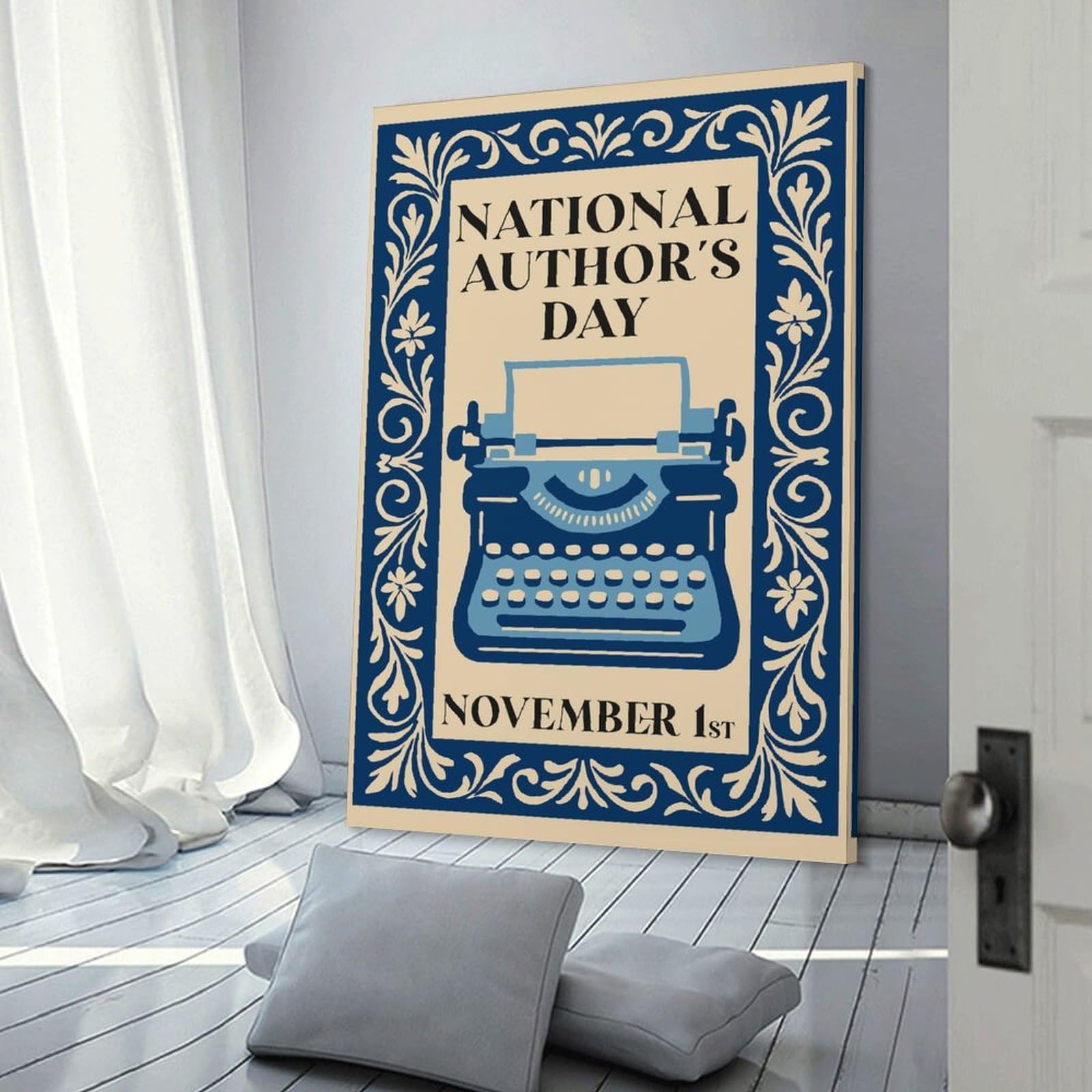 Junmoney National Authors Day Vintage Decorative Canvas Print, 24x36inch(60x90cm), for Gallery Wall Decor And Room Displays, Wall Decor Suited to Curated Displays