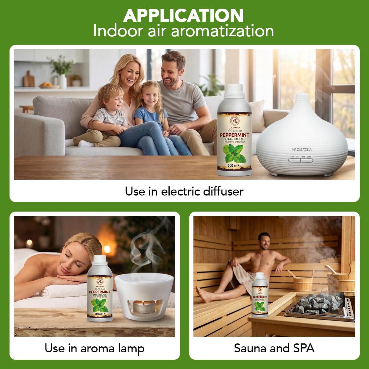 Olejek Eteryczny Mięty Pieprzowej - 500 ml - Mentha Piperita - Dyfuzory - Zapach - Aromaterapia - Nawaniania - Olejek Miętowy - Pielęgnacja ciała - Olejki Eteryczne - Sauna - Relaks - Kojący