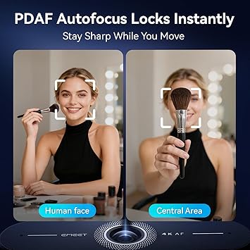EMEET C60E 4K Webcam with Tripod, Streaming Camera with PDAF Autofocus, Dual Microphones, Auto Light Correction, 73 FOV, Plug & Play USB Webcam for Live Streaming, Gaming & Real-Time Interaction