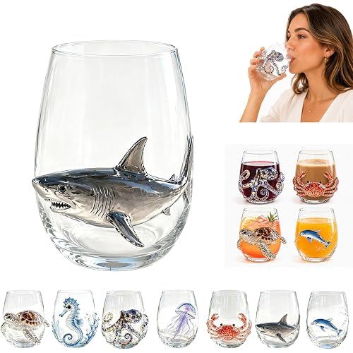 Octopus Wine Glass, Coastal Bar Decor, 3D Blue Ringed Octopus Design | Handcrafted 3D octopus wine glass with vivid blue rings, ideal for cocktails, coastal decor, and ocean lover gifts.