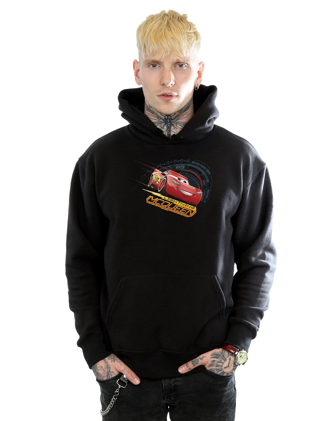 Disney Men's Black Cars Lightning Mcqueen Hoodie Large