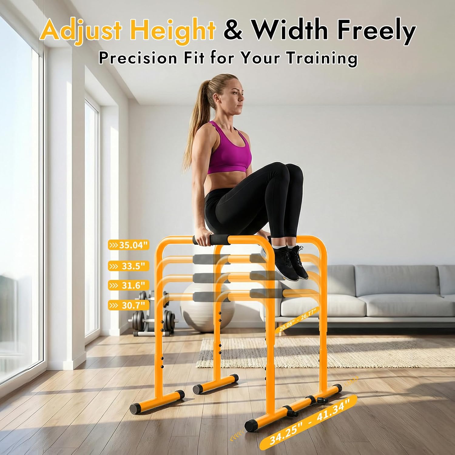 NEWBULIG Dip Bar Station, Adjustable Parallel Parallettes Bar with Soft High-Density Foam Handles, Heavy Duty Dip Stands Workout Equipment for Home, Gym, Patio, Office