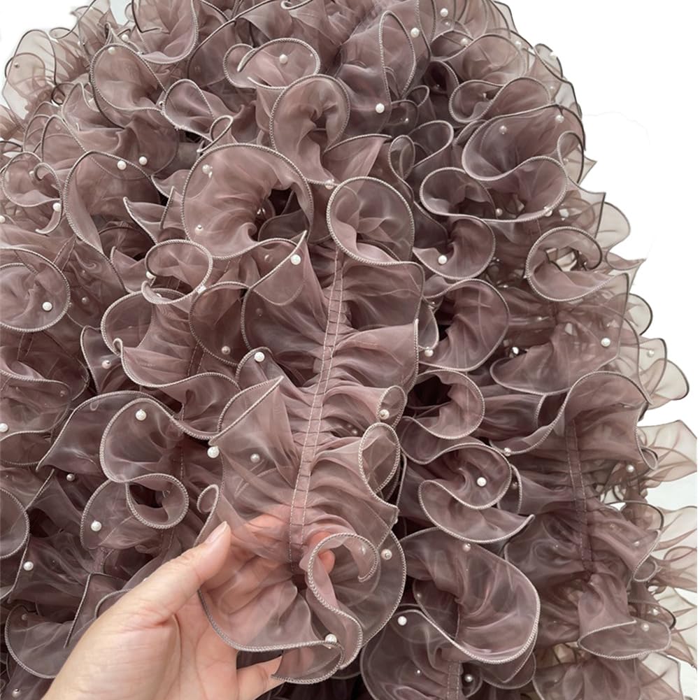 Cinta de organza plisada, 11 cm x 3 m, cinta de volantes, cenefa de encaje de organza