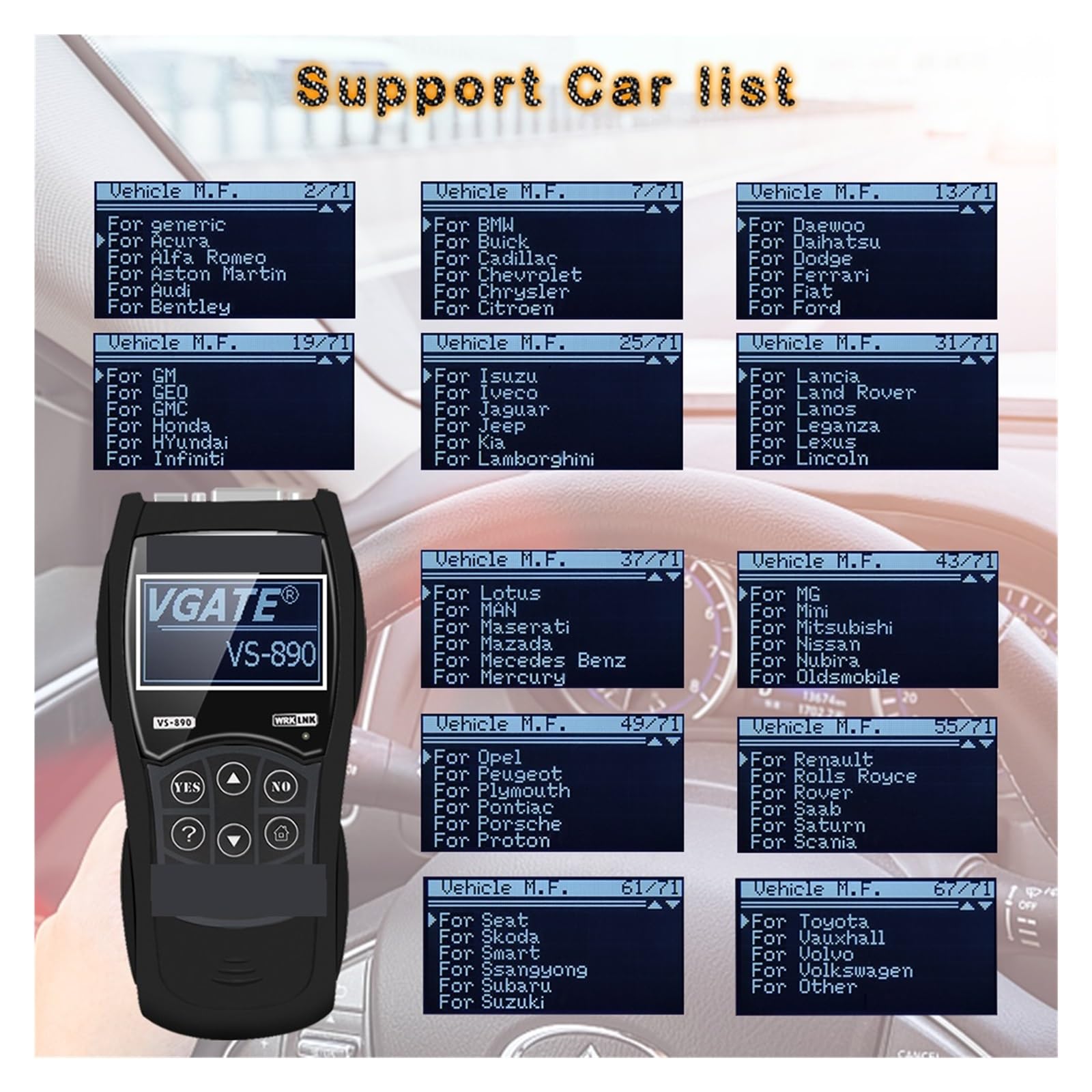 Skaner Diagnostyczny VS 890 OBD2 Narzędzie VS890 SCAN VS 890 Wielojęzyczny Czytnik Kodów Samochodowych OBD 2