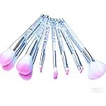 RAEEIKPHZ Travel Makeup Brush Set for Women,Grey White Transparent Unique Liquid Flows Handle with Fan Lip Eye Shadow Blender Eyebrow Brush Sets for Kids Girls Lady Gift Present