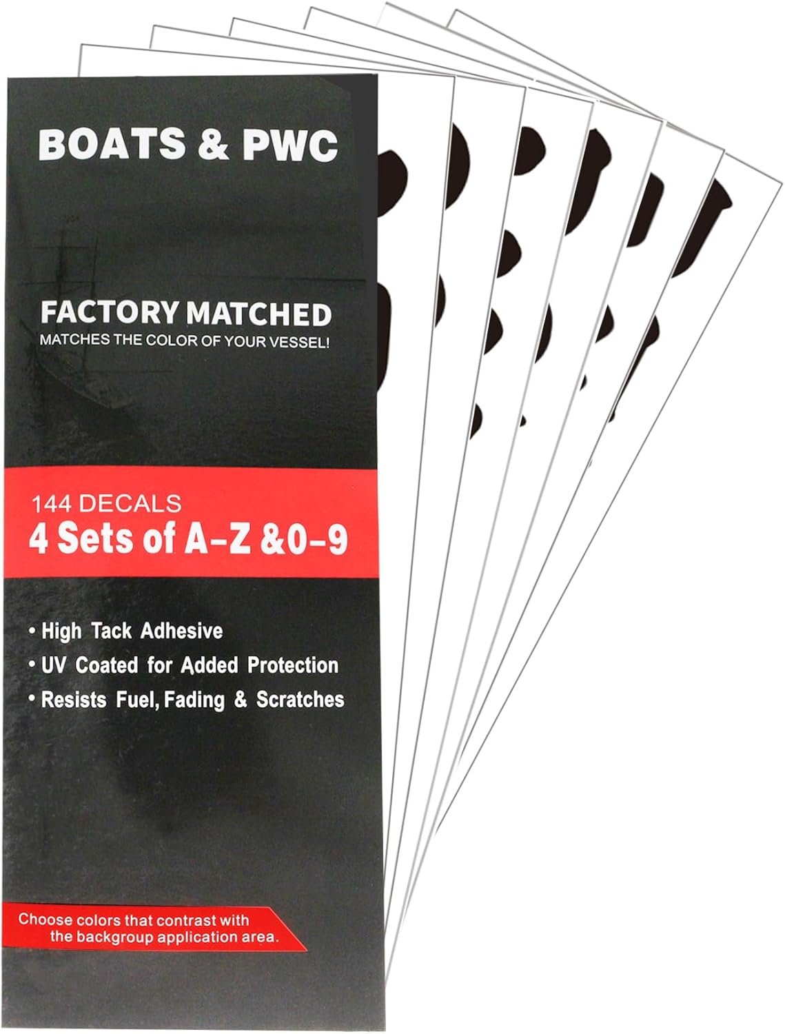 4 Sets 3" Registration Numbers and Letters Sticker Decal Kit for Fishing Pontoon Boats Personal Watercraft Jet Skis Sea-Doos Black