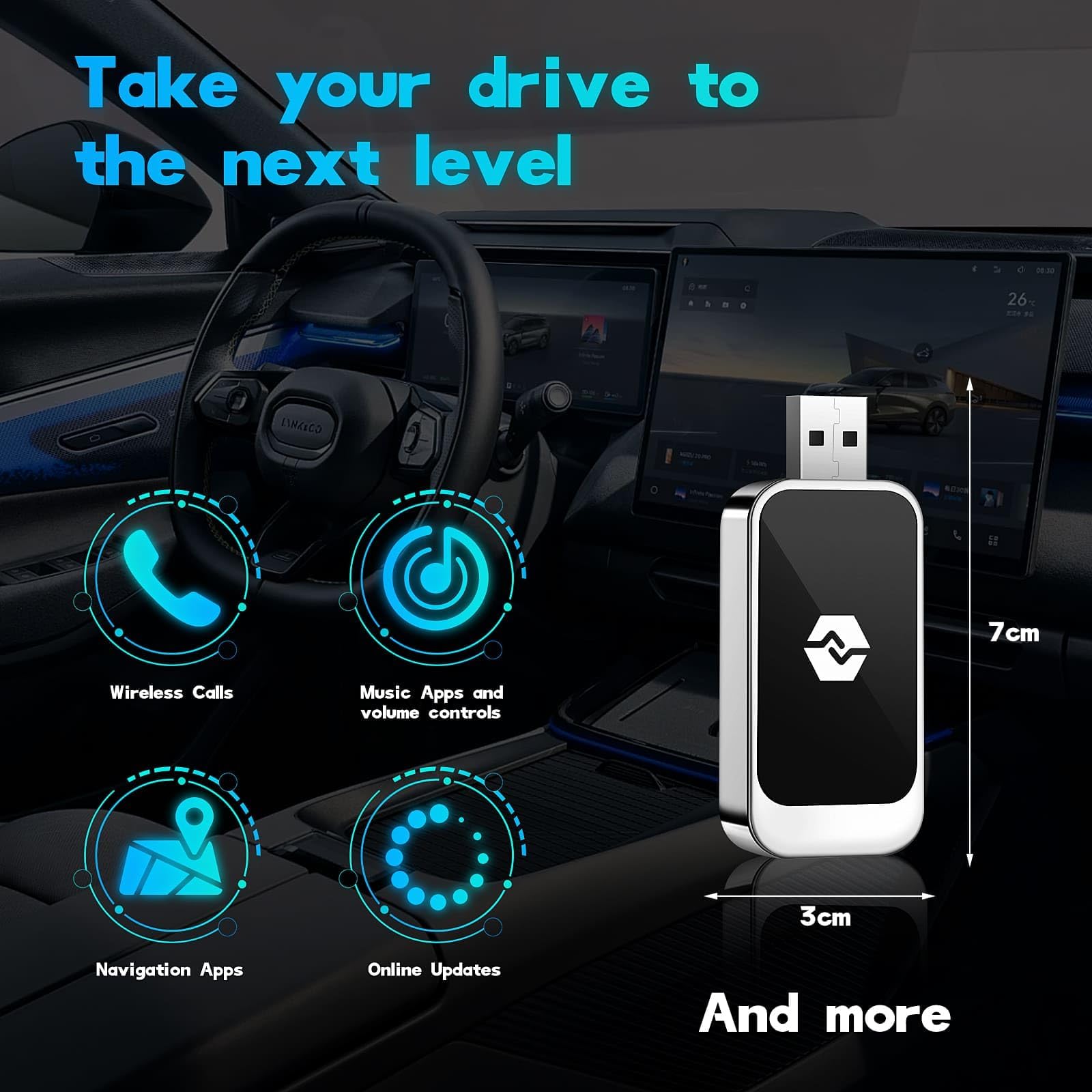 Wireless Android Auto & CarPlay Adapter - Kabellos Adapter Für Auto Mit USB Anschluss