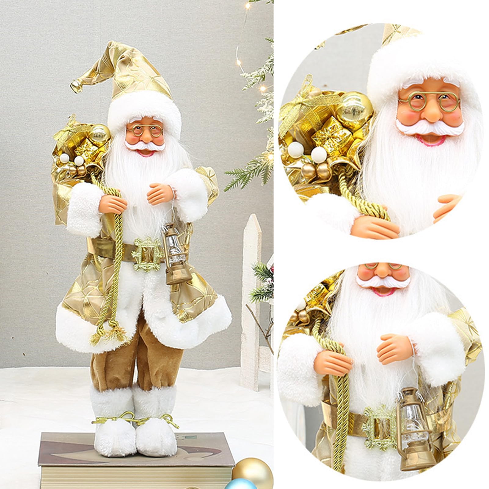 Estatua De Papa Noel Figura De Pie De 46 Centímetros | Figura Tradicional De Pie De Santa Claus Navideña Para Estante, Mesa, Escritorio, Ventana, Chimenea, Familia, Amigos,