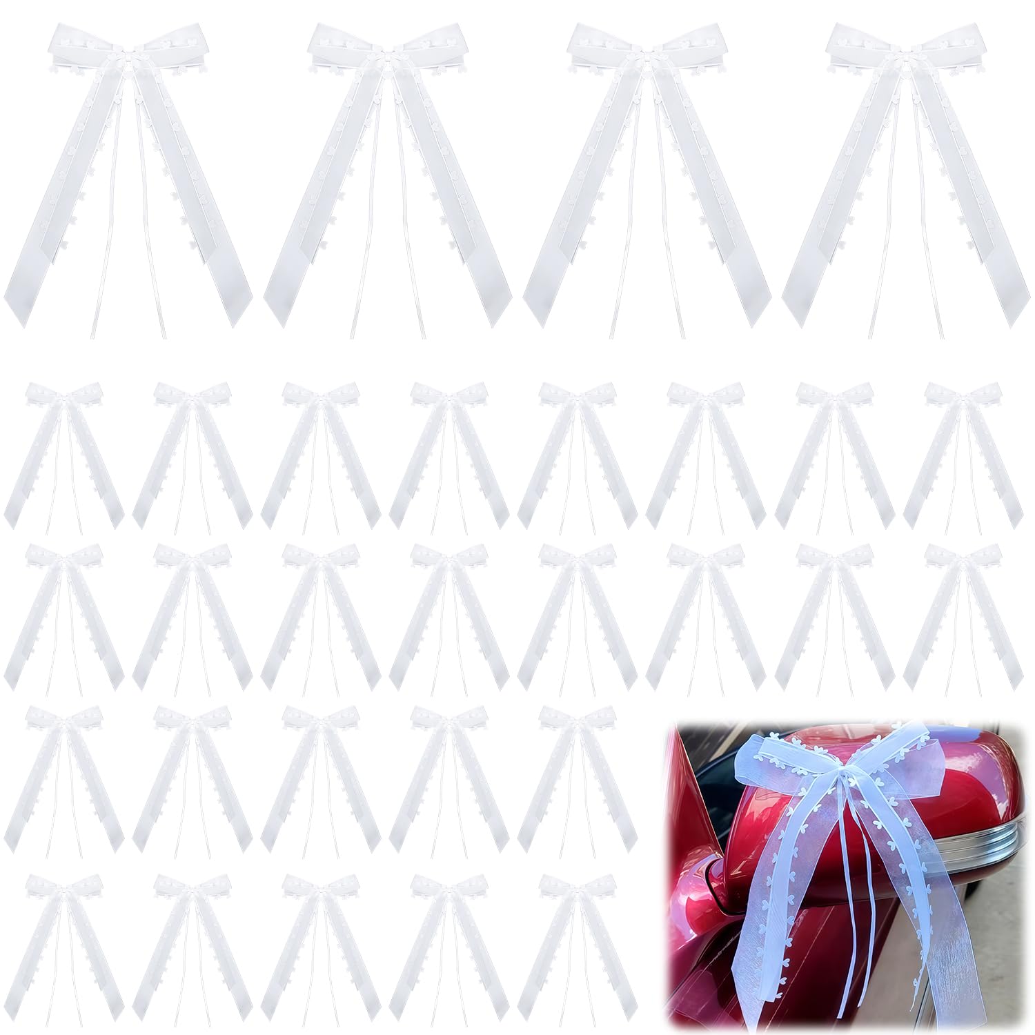 30 Stück Autoschmuck Hochzeit Autoschleifen Schleifen Deko Auto Deko Hochzeit Wedding Decoration Hochzeitsauto Deko Auto Hochzeitsschmuck Hochzeitsdekoration
