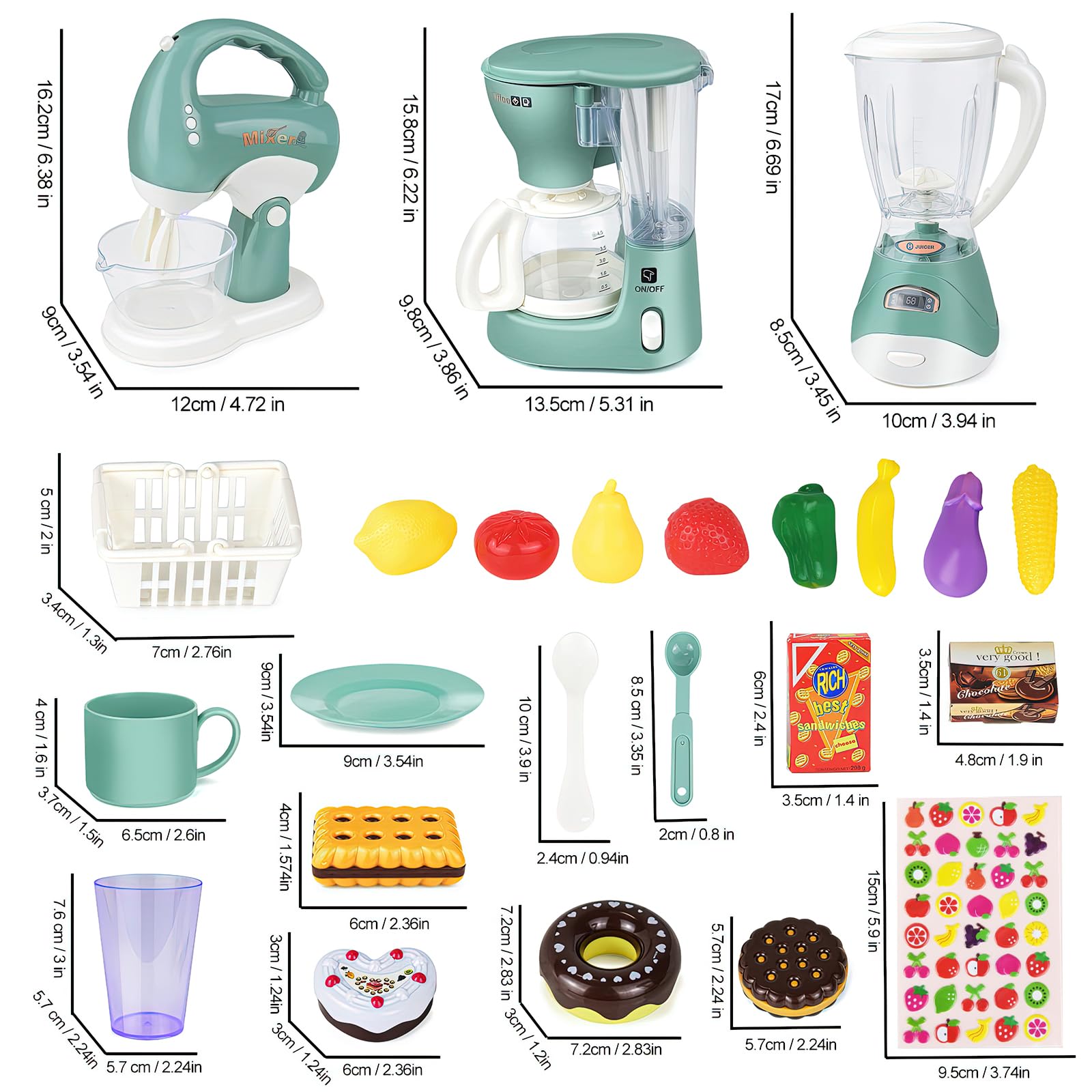 Cocina Infantil Accesorios - Cocina Juguetes con Cafetera, Licuadora, Batidora para Niñas 3-5 Años