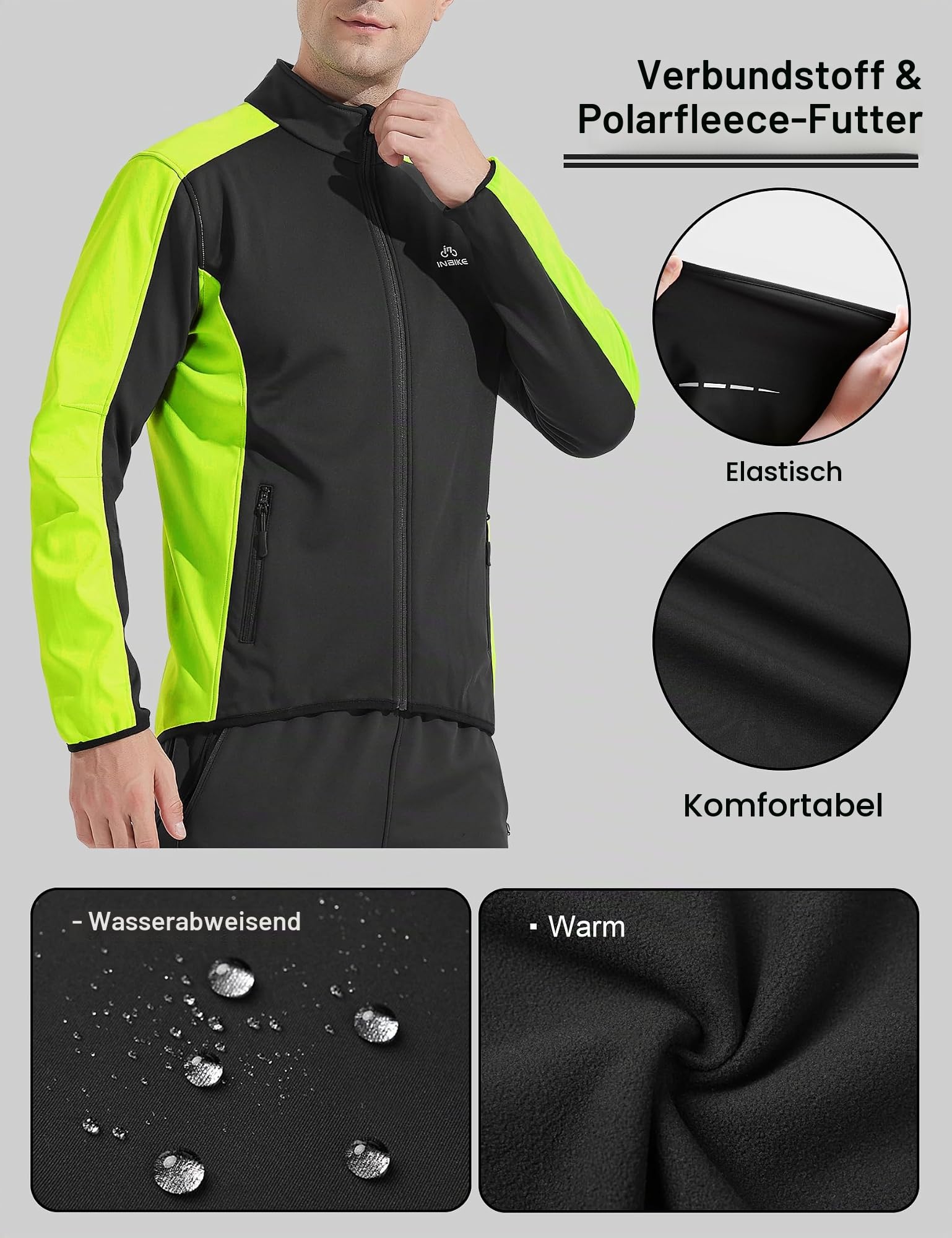 INBIKE Jacke Herren Fahrrad Laufen Winter Winnddichte Warme Softselljacke Jacke/Hose Lange Fahrradhose Fleece