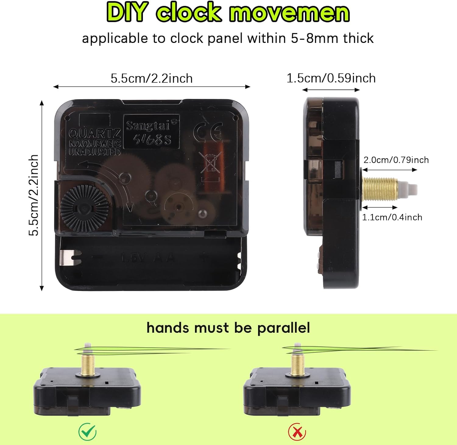 3 Set Silent Movement Wall Clock Mechanism for Quartz Clock DIY Repair Parts (20 mm)