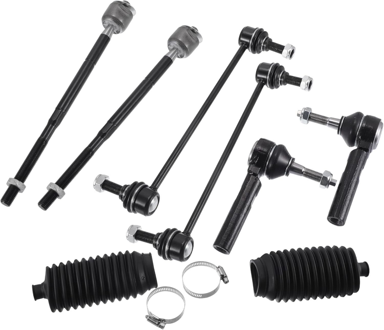 X AUTOHAUX 8pcs Front Suspension Kit Inner Outer Tie Rod End Front Sway Bar Link with Boot for Dodge Journey 2009-2016 No.K750382/EV800611/ES800408