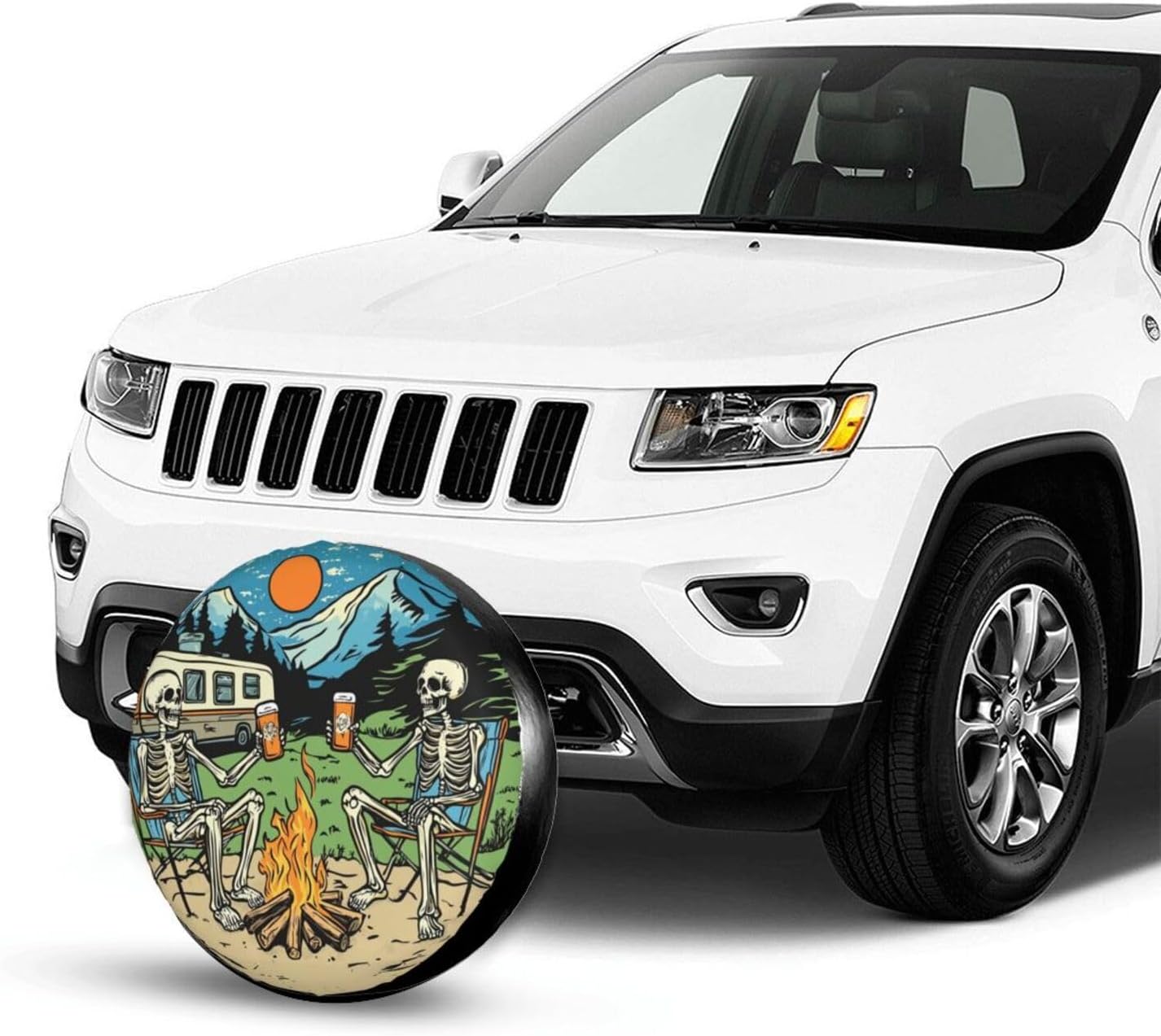 Funny Skeletons Camper Spare Tire Cover Wheel Protectors Waterproof Wheel Covers Universal Fit for RV SUV Truck Camper Travel Trailer Accessories 15 inch