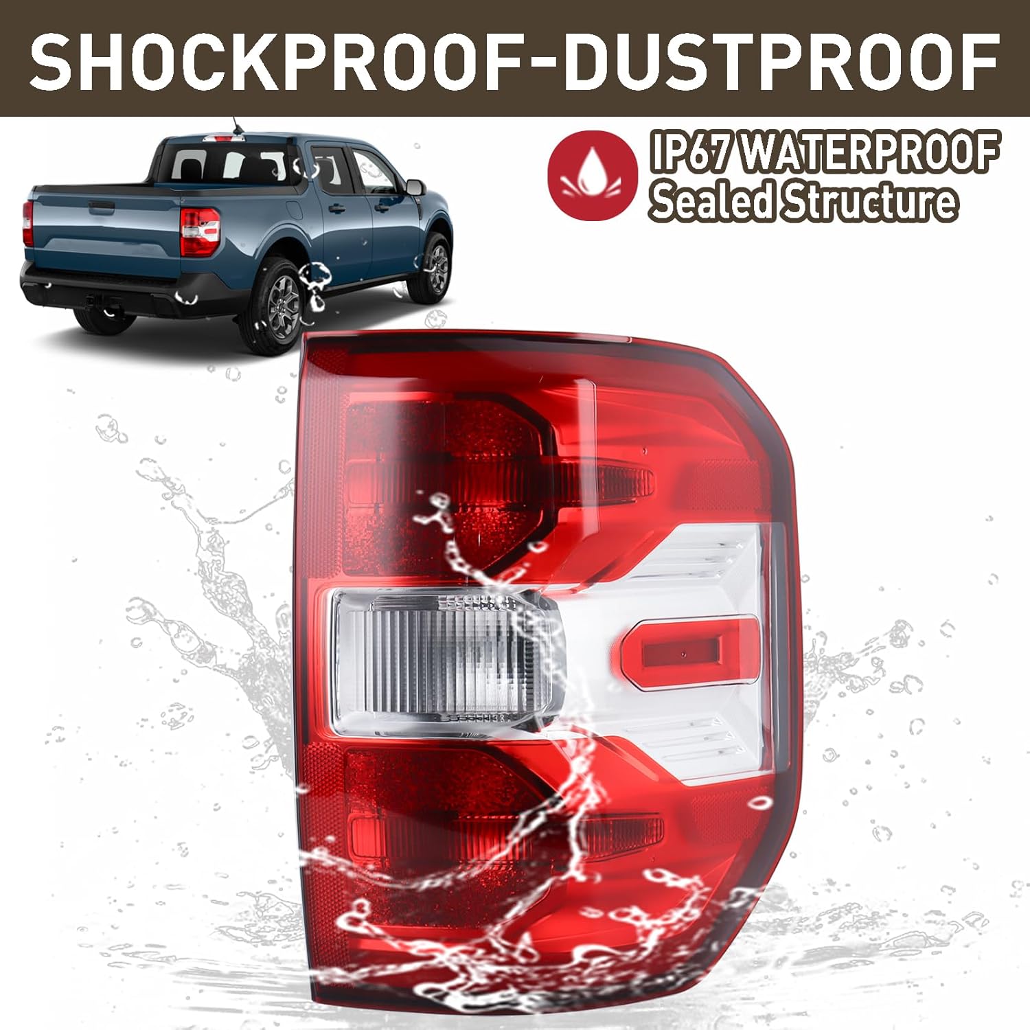 LED Type Tail Light Rear Lamp Assembly Compatible with 2022-2025 Ford Maverick Lariat Right Passenger Side NZ6Z-13404-B FO2801289