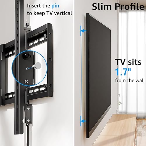 Miniatura 4 de MOUNTUP Soporte de pared para TV inclinable para la mayoría de televisores de 37 a 84 pulgadas, soporte de TV con ajuste de nivel, perfil bajo,