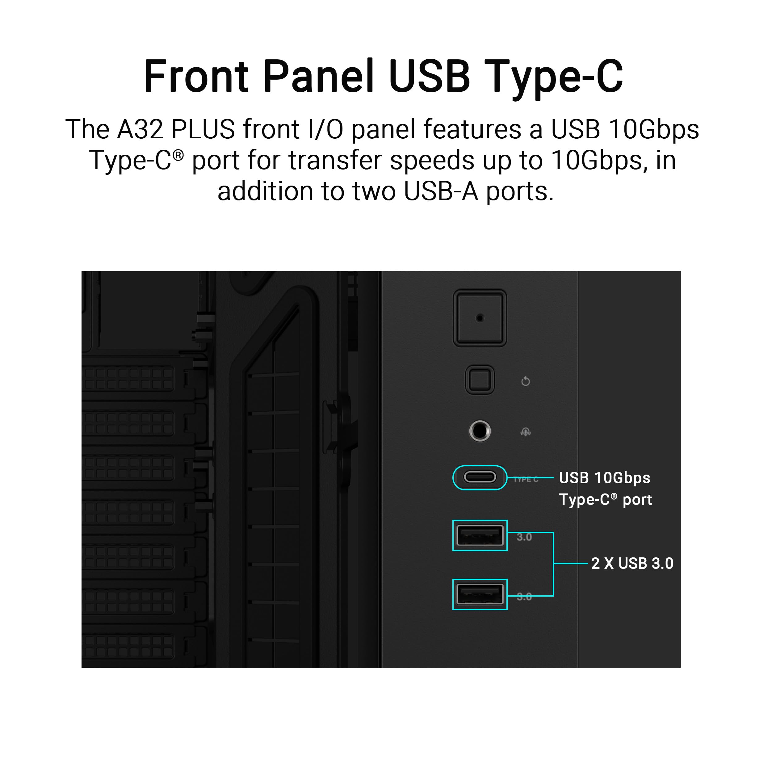 ASUS A32 PLUS TG ARGB BLACK Case ATX a Doppia Camera, Supporta Radiatori da 360 mm e Schede Grafiche da 420 mm, 4 Ventole ARGB Preinstallate, Gestione Pulita dei Cavi, Design Panoramico, Nero