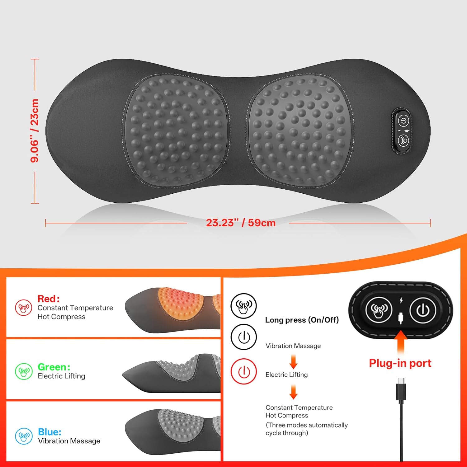 3-in-1 Electric Lumbar Support Pillow for Bed and Chair, Triple Fusion Back Massager with Heated, Vibration and Traction for Lower Back Pain Relief and Spine Support - Image 6