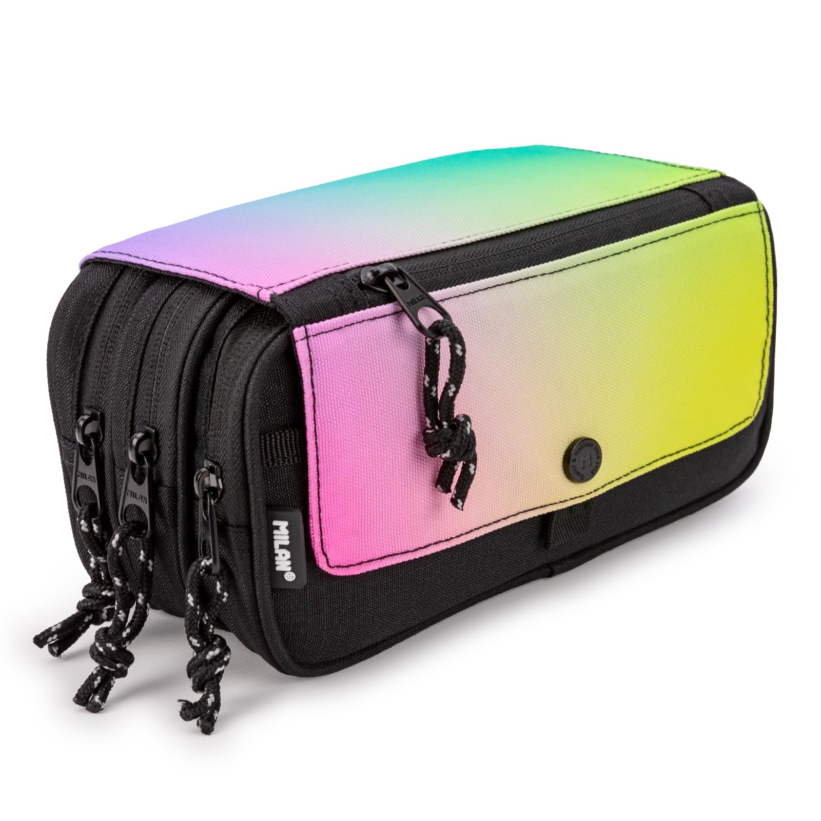 PracticDomus Estuche Portatodo Triple de Amplios Apartados Interiores con Cremallera Individual para Material Escolar y Viaje (Milan Sunset),PDOMUS