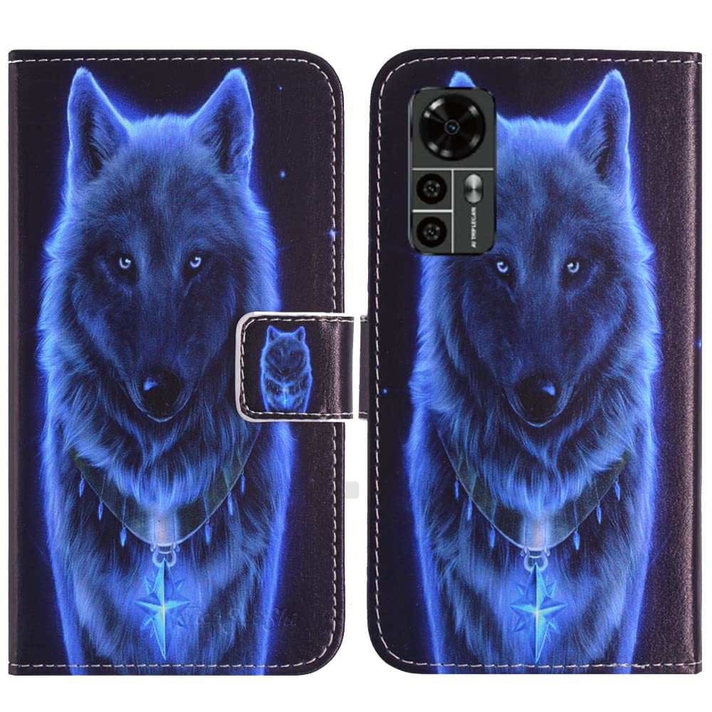 TienJueShi Étui Portefeuille Cuir Pour XGODY Mate 50 | Motif Loup | Rabat Aimanté | Support Intégré