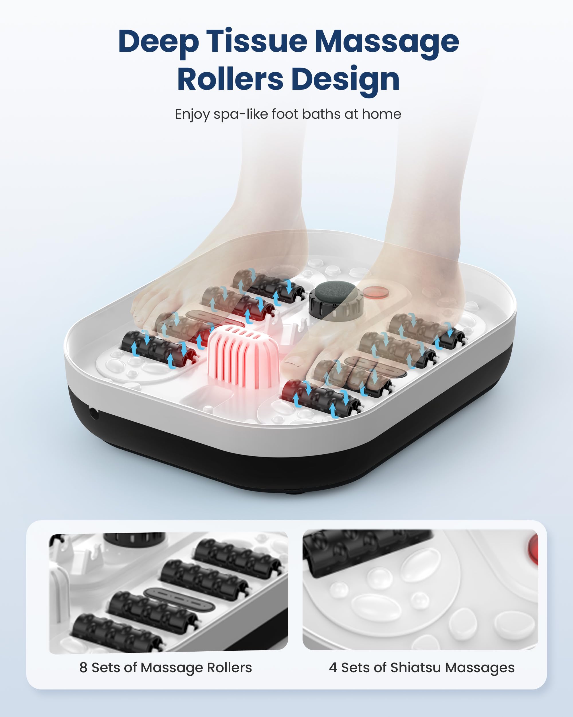 COMFIER Masajeador de pies con calefacción, baño de pies con vibración