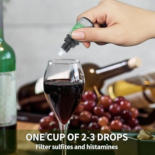 Miniatura 3 de Clerona - Gotas eliminadoras de sulfito de vino, gotas de filtro de vino Clerona para histaminas y sulfito, el purificador de vino de varita,