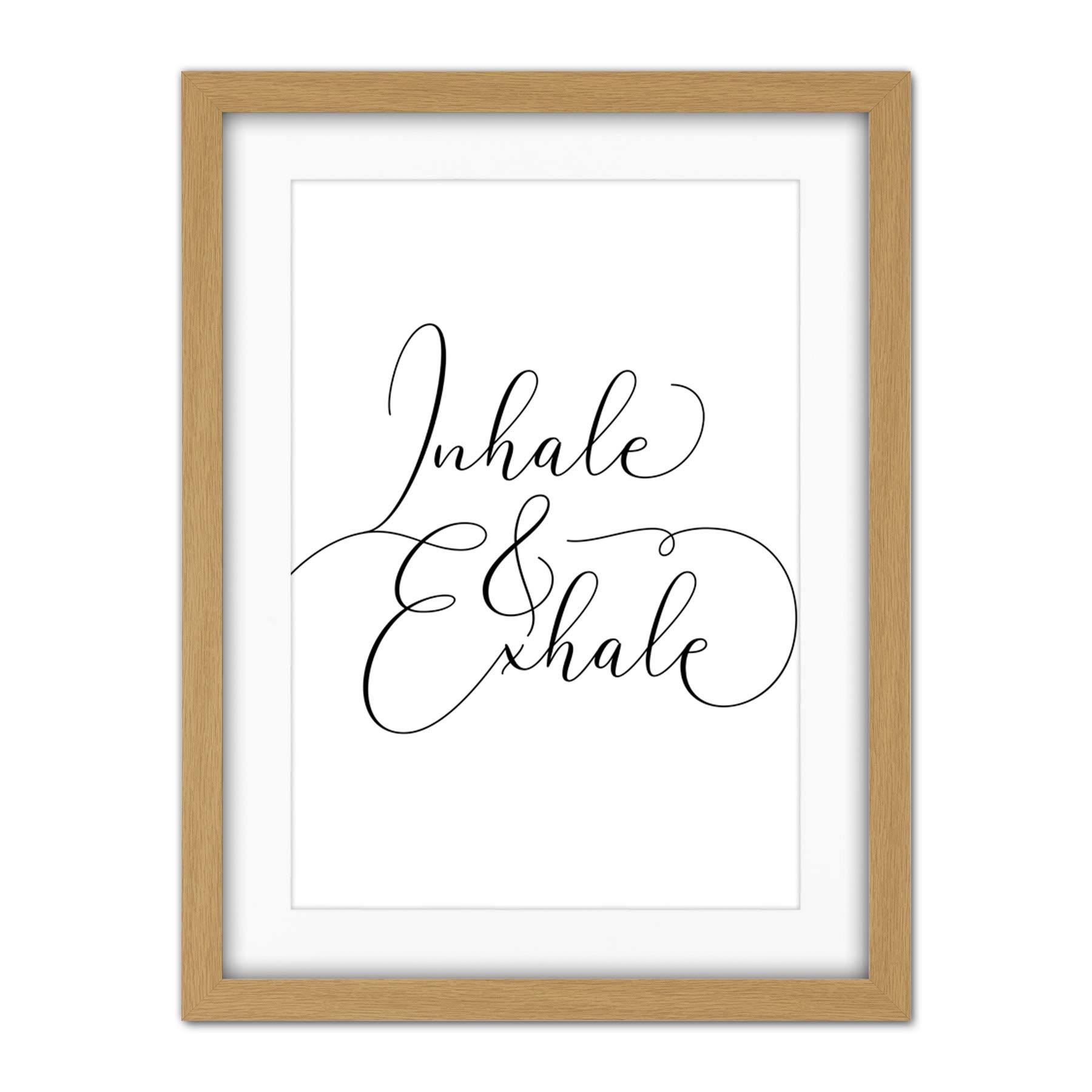 Wee Blue Coo Inhale And Exhale Modern Typography Artwork Framed Wall Art Print 18X24 Inch