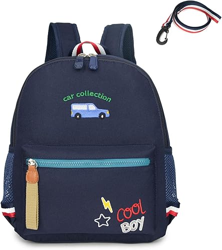 Mochila de jardín de infantes de Cartoon Bus 12 para niños y niñas, mochila impermeable para niños pequeños, Azul Oscuro, talla única