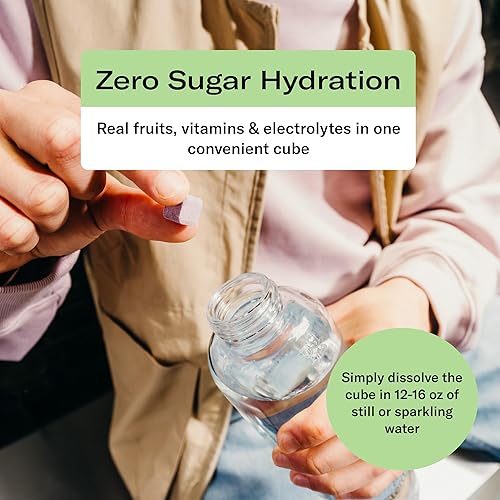 Miniatura 3 de Waterdrop - Juego de iniciación de 20 onzas, botella de vidrio de borosilicato con funda de neopreno, botella de vidrio con cubos saborizantes de