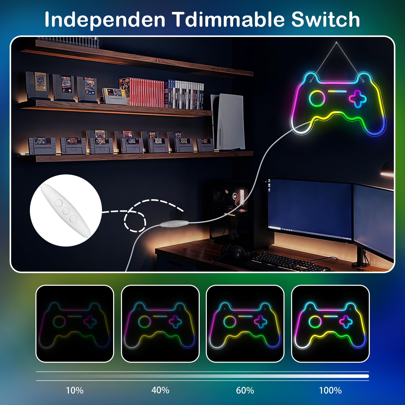 ineonlife Gaming Zone Neon bord Kleurrijk LED gaming neon licht voor wanddecoratie Brief Neon bord teken voor spelruimte, spelzone, mannengrot, cadeaus LED bord voor gamers, jongens, mannen
